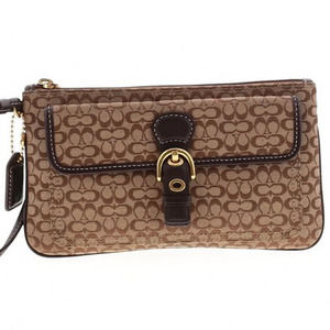 🔥 NEW 100% AUTH COACH Tan Brown Monogram Clutch